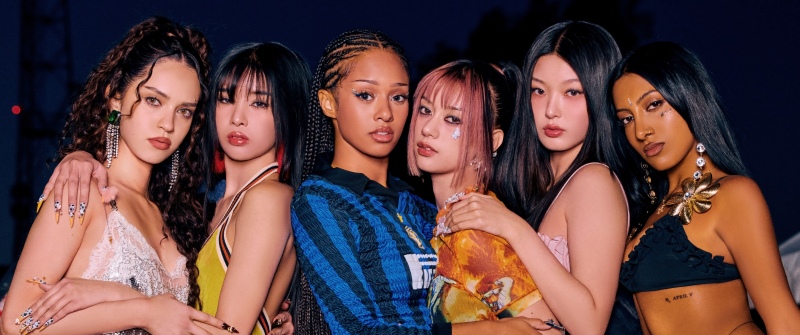 KATSEYE, Group portrait, Y2K aesthetic, Girl group, 5K