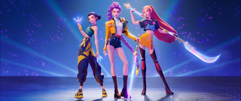 KPop Demon Hunters, 8K, Ultrawide, Huntrix, Rumi (Huntrix), Mira (Huntrix), Zoey (Huntrix), 2025 Movies