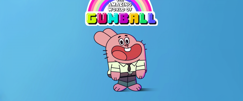 The Amazing World of Gumball, 5K, Cute cartoon, Blue background, Animated series