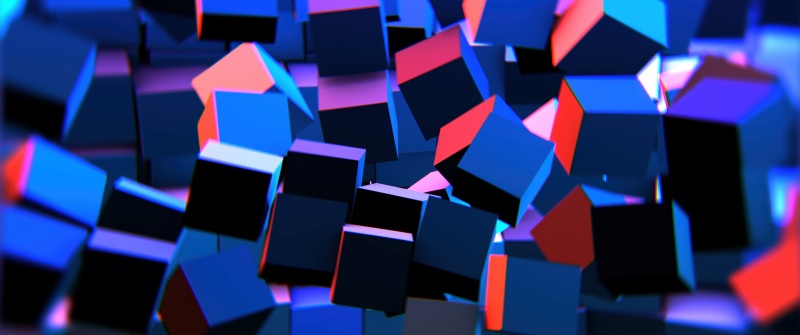 Axolotl, Minecraft, Abstract background, 3D cubes, Geometric, Neon, 5K