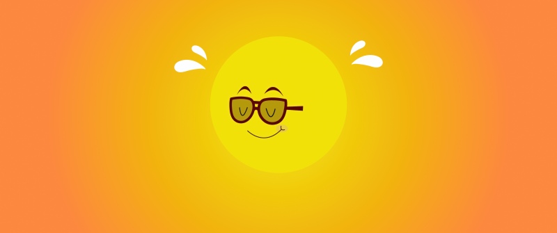 Summer, Sun, Cute cartoon, Sunglasses, Happy, Orange aesthetic, 5K, Minimalist