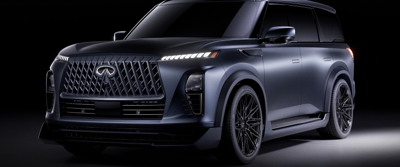 Infiniti QX80 Track Spec Concept, 2025, Performance SUV, Dark background, 5K
