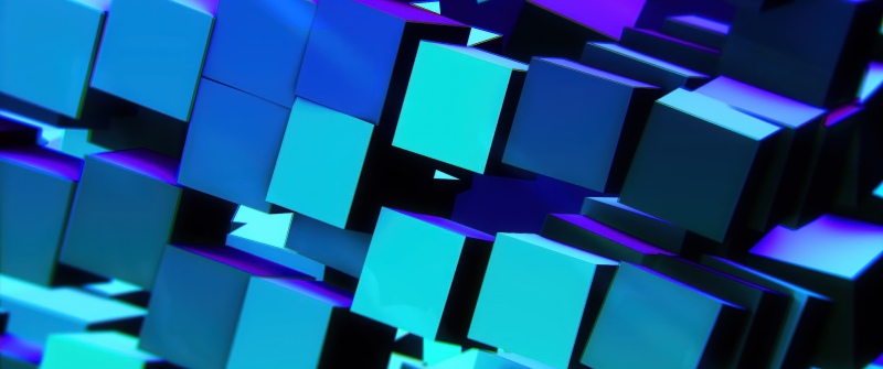 Shuniji, Minecraft, Abstract background, 3D cubes, Blue abstract, Teal abstract, 5K