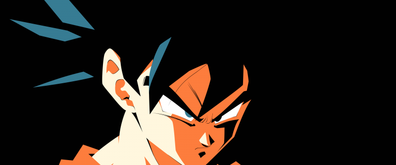 Angry, Son Goku, Black background, AMOLED, Minimalist