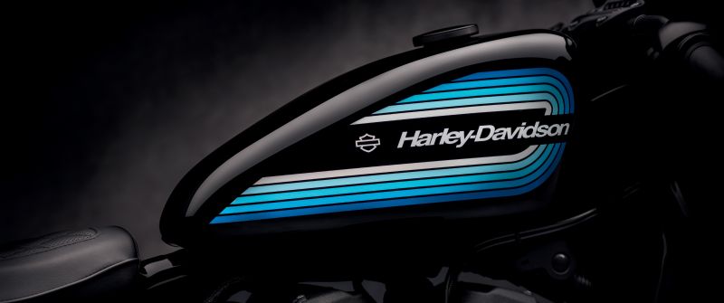 Harley-Davidson, Motorcycle, Blue, Black background, Closeup, 5K, 8K
