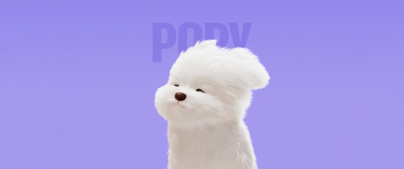 Maltese Dog, Cute cartoon, 5K, Honor Magic V Flip 2, Stock, Purple background, Cute puppy