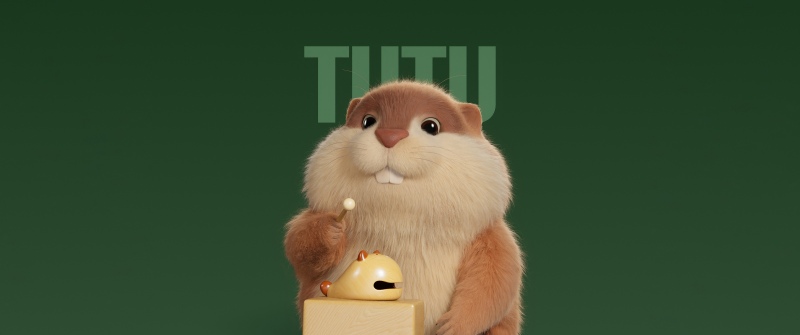Beaver, Cute cartoon, 5K, Honor Magic V Flip 2, Stock, Green background