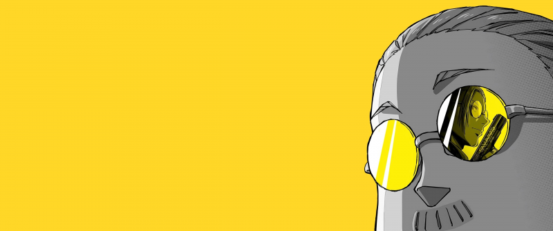 Taro Sakamoto, Minimalist, Yellow background, 5K, Sakamoto Days