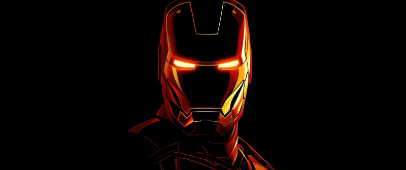 Iron Man, Outline, Black background, Marvel Superheroes, AMOLED