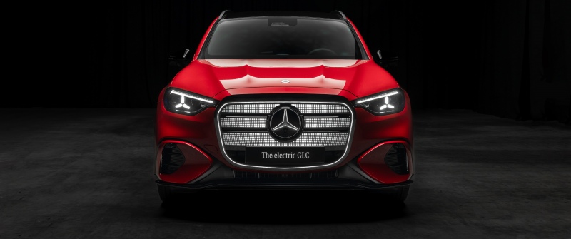 Mercedes-Benz GLC 400, 2026, 5K, 8K, Red cars, Electric crossover, Dark background