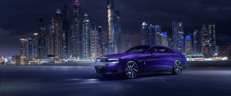 Rolls-Royce Black Badge Spectre, Dubai, 5K, 8K, Purple aesthetic
