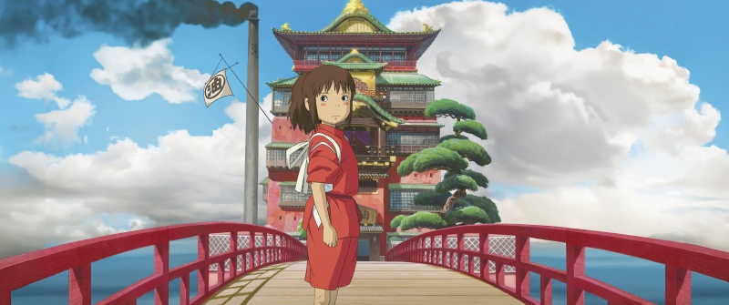 Chihiro, Japanese girl, Spirited Away, Japanese architecture, 5K