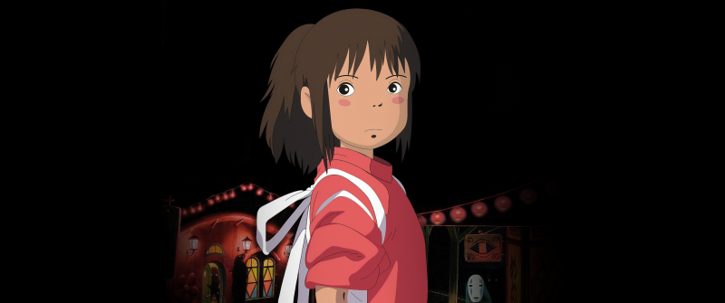 Chihiro, Spirited Away, Japanese, Black background, Studio Ghibli