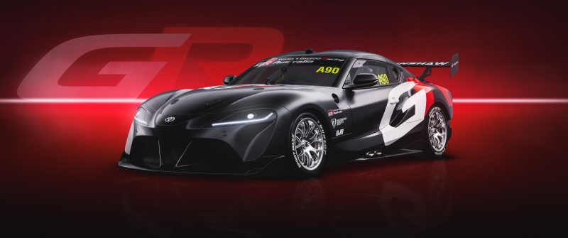 Toyota GR Supra Supercar, 8K, Red background, 5K, Dark red