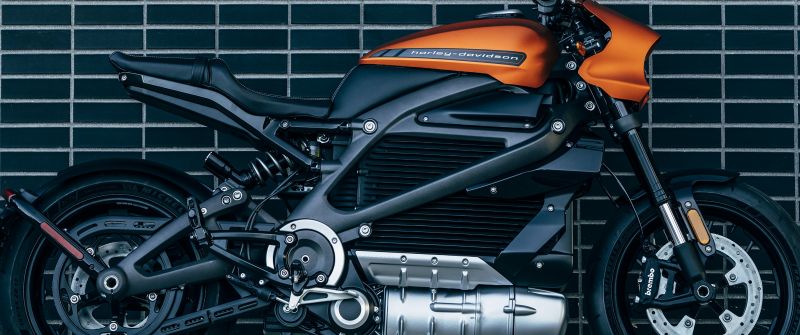 Harley-Davidson, LiveWire, Electric bikes, Orange Motorcycle, Wall, 5K