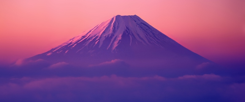 OS X Lion, Twilight, Mount Fuji, Clouds, Sunrise, Mac OS X, Stock, 5K
