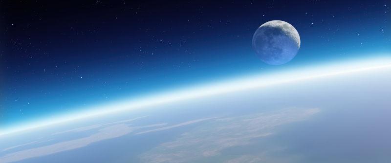 OS X Mountain Lion, Cosmos, Earth, Outer space, Moon, Mac OS X, Stock, 5K