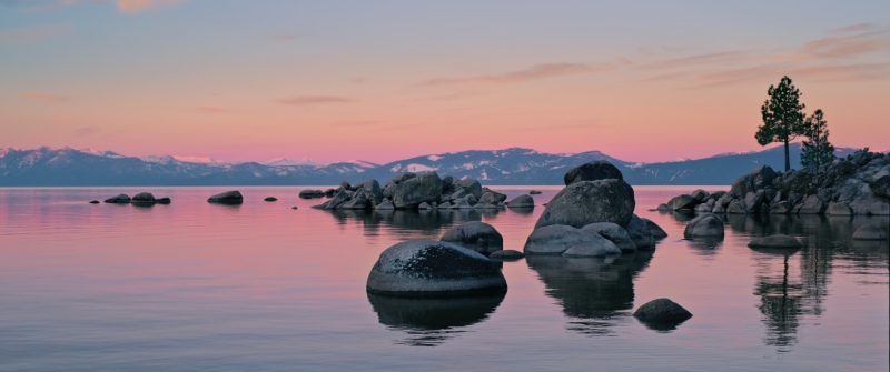 macOS Tahoe Beach Dawn, 5K wallpaper