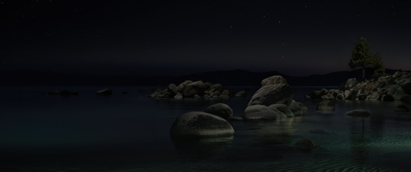 macOS Tahoe Beach Night, 5K wallpaper