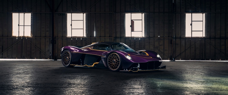 Aston Martin Valkyrie, Hypercar, Modern car, Purple car, Hanger