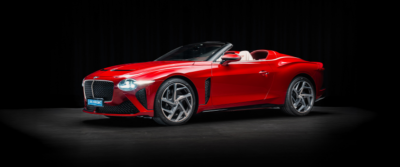 Bentley Mulliner Bacalar, Dark background, Convertible, Red cars, 5K