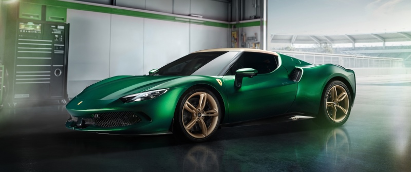 Ferrari 296 GTB, Green car, 5K, 8K
