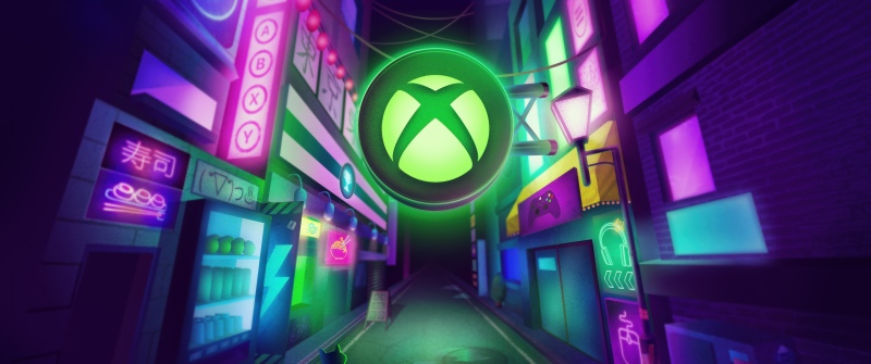 Xbox Tokyo Game Show 2025, Neon, Cyberpunk, Street lights, Cat, 5K, Xbox logo