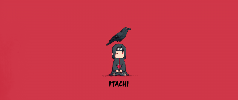 Chibi, Itachi Uchiha, Minimalist, Red background, 5K, 8K, Naruto