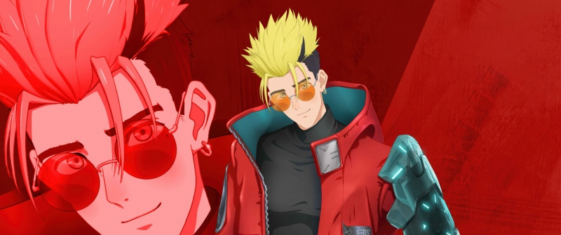 Trigun Stargaze, Vash the Stampede, Red background, 5K, 2026 series, Anime series