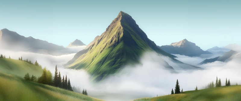 Honor Magic8, Stock, Mountain Landscape, Foggy, Green landscape, 5K