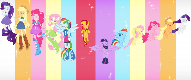 My Little Pony, Mane Six, 5K, 8K, Rainbow colors, Colorful background