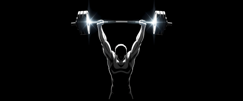 Weightlifter, Strength, Black background, Glowing, AMOLED, Minimal art, 5K, Weightlifting
