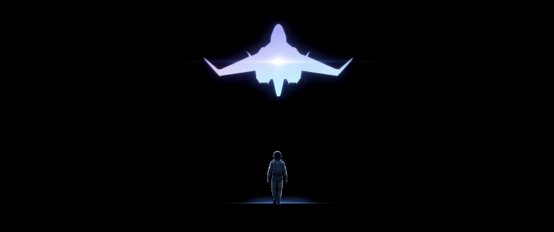 Fighter jet, Pilot, 5K, Minimalist, Black background, AMOLED, Fighter Pilot, F-16 Fighting Falcon, Aviation