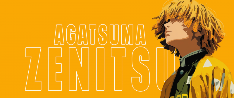 Zenitsu Agatsuma, Minimalist, Yellow aesthetic, Demon Slayer: Kimetsu no Yaiba, Yellow background