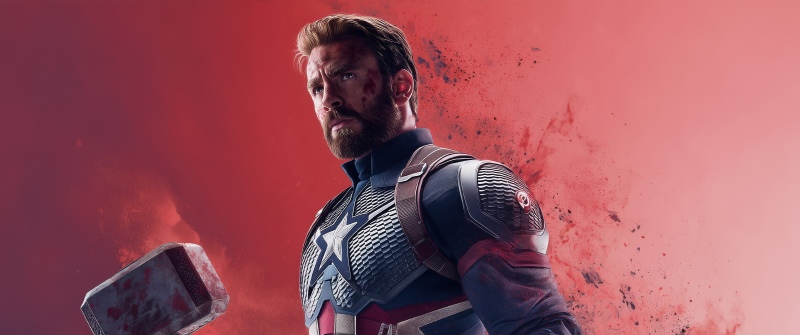 Chris Evans, Captain America, Marvel Superheroes, Mjolnir, Thor Hammer, Avengers: Endgame
