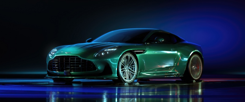 Aston Martin DB12, Super tourer, Green car, Sports cars, Reflections