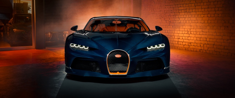 Bugatti Chiron Super Sport, Carbon Fiber, 5K, Hypercars, Blue and Orange
