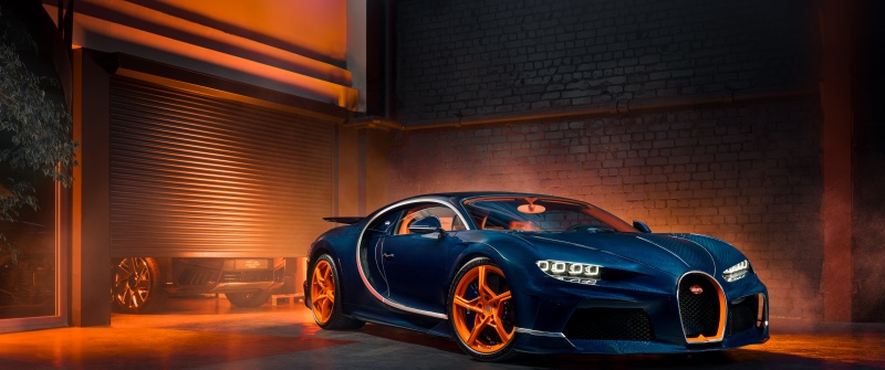 Bugatti Chiron Super Sport, Garage, Hypercars, Blue and Orange, 5K