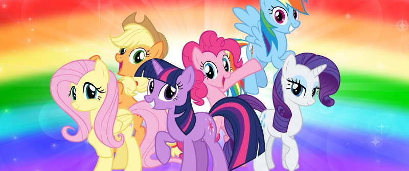 Mane Six, Rainbow, My Little Pony Friendship is Magic, Colorful background, 5K