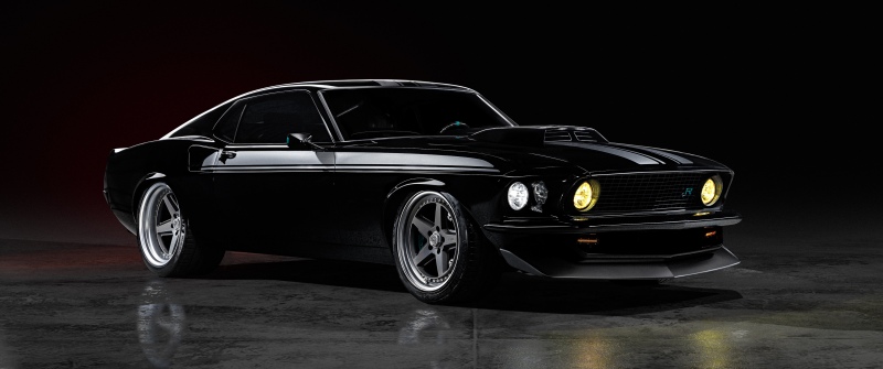 1969 Ringbrothers Ford Mustang Mach 1 Kingpin, 5K, Ford Mustang Mach 1, Black cars, Badass, Dark background