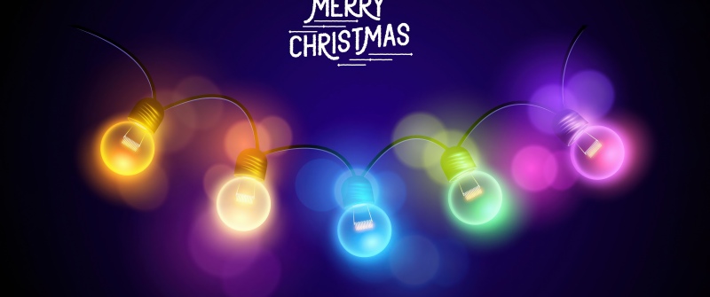 Merry Christmas, Christmas lights, Holidays, Bokeh, Colorful lights, 5K, Dark blue