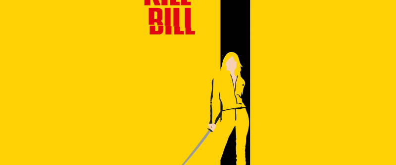 Kill Bill, Movie poster, Minimalist, Yellow background, Assassin, 5K
