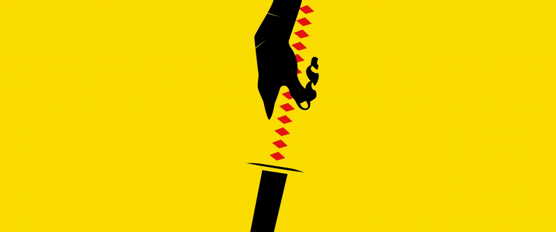 Kill Bill, Katana, 5K, Minimalist, Yellow background, Assassin