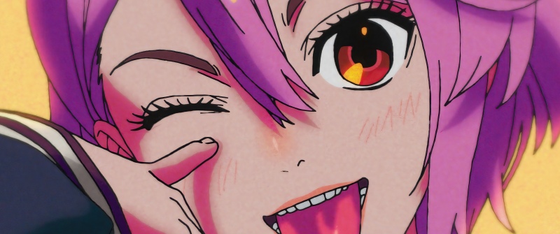 Aira Shiratori, Dandadan, 5K, Pink hair, Anime girl, Purple hair, Winking