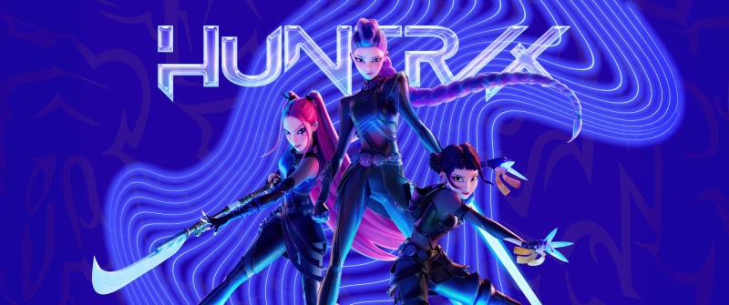 KPop Demon Hunters, Blue aesthetic, 5K, Mira (Huntrix), Rumi (Huntrix), Zoey (Huntrix)