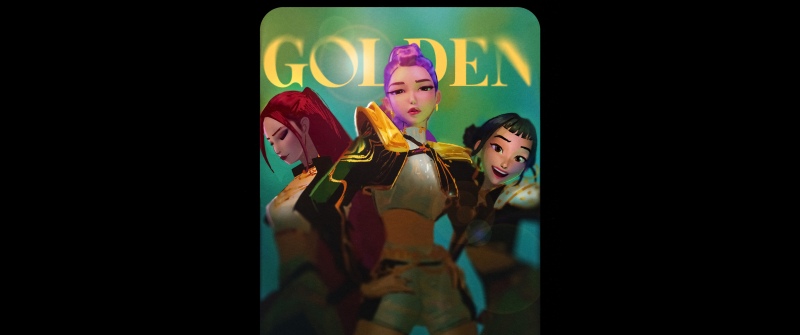 Golden, KPop Demon Hunters, Mira (Huntrix), Zoey (Huntrix), Rumi (Huntrix), 5K, Black background