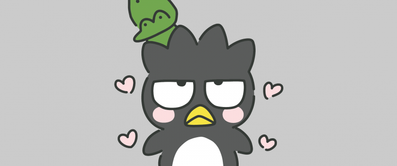 Badtz-Maru, Alligator Pochi, Sanrio, Grey background, 5K, Love hearts