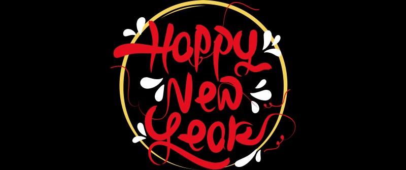 Happy New Year, Calligraphy, New year greetings, 5K, AMOLED, Black background