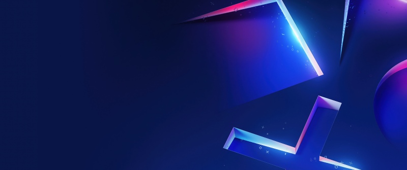 PlayStation, Blue aesthetic, PlayStation Gaming, PlayStation controller, 5K, Neon, Geometric, Futuristic