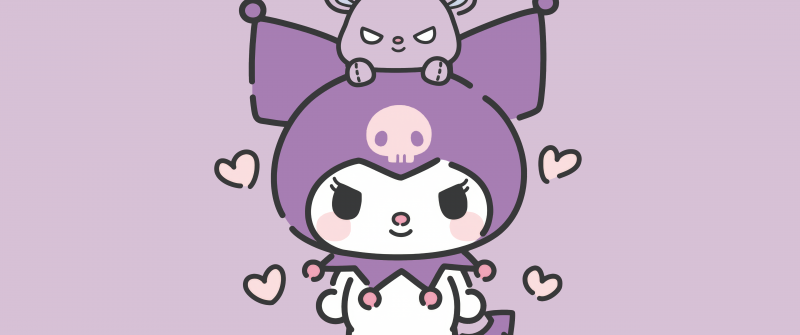 Kuromi, Halloween costume, Sanrio, Purple aesthetic, Cute art, Love hearts, Purple background, Lavender background, 5K